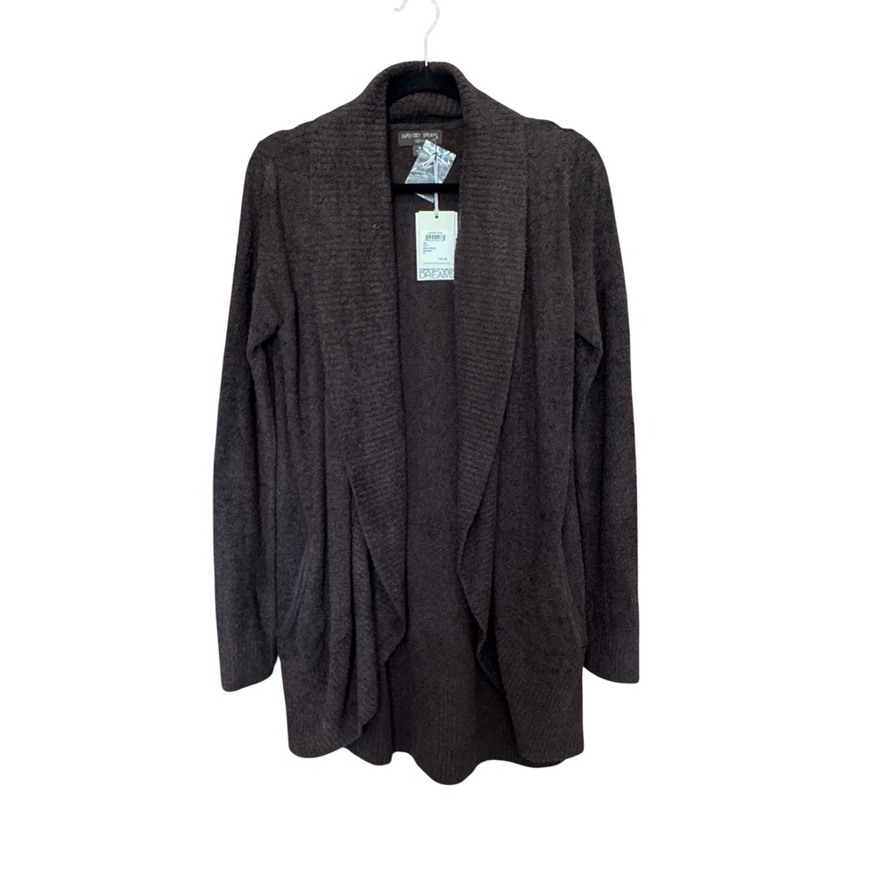 NWT Barefoot Dreams Cozychic Lite Circle Cardigan M Espresso Brown Pockets Soft